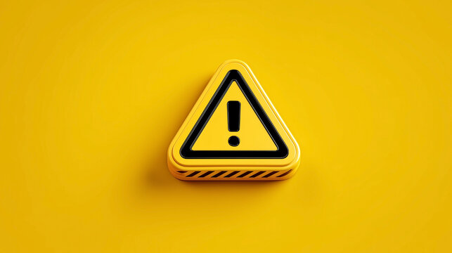 Bright yellow warning sign with bold black exclamation mark