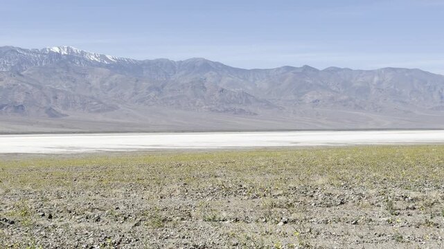 Pan Across Desert Gold to Telescope Peak and the Salt Flat