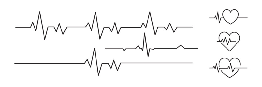 Red electrocardiogram heartbeat rhythm line illustration. Pulse heart rate vector icon in flat style. Heart rate, pulse beat frequency icon, health chart, waveform vector. 