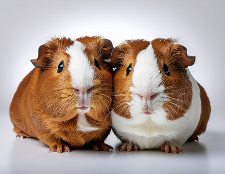 Two Cute Brown Guinea Pigs Together.