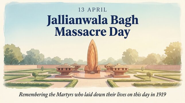 Jallianwala Bagh Massacre Day Memorial Poster Blue Theme
