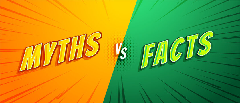 myths vs facts battle concept background in comic style