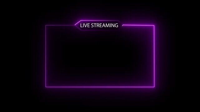 live streaming neon text frame animation box frame neon frame live streaming game live Stream overlay animation for live streaming video .
