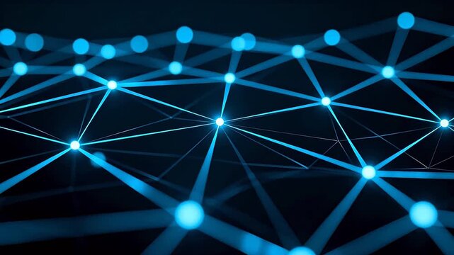 Blue network connections on dark background