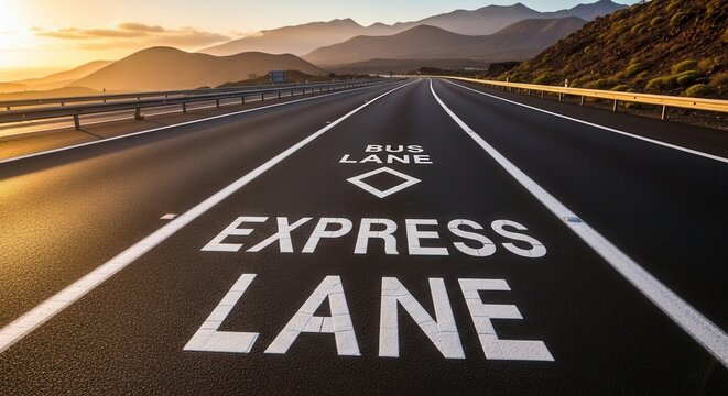 Sunrise Over The Express Lane Mountains And Highway