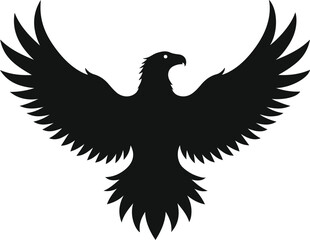 Fototapeta premium Black silhouette of a majestic eagle with spread wings
