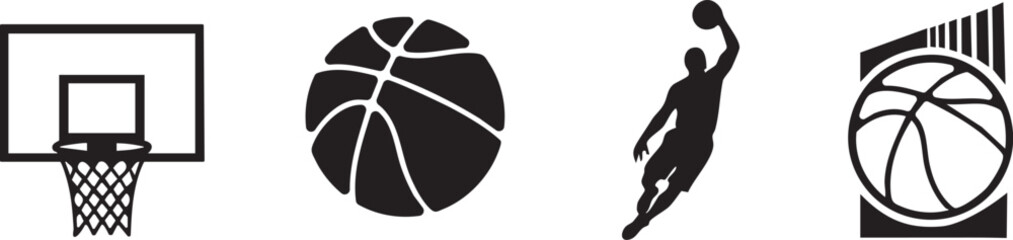 Basketball Icons and Player Silhouette Collection © Creative  Stock