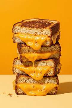 Gourmet Grilled Cheese Sandwiches with Oozing Melted Cheese