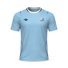 3d realistic home soccer jersey Uruguay national team, shirt template