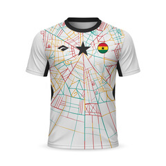 3d realistic home soccer jersey Ghana national team, shirt template