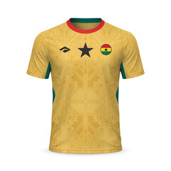 3d realistic away soccer jersey Ghana national team, shirt template