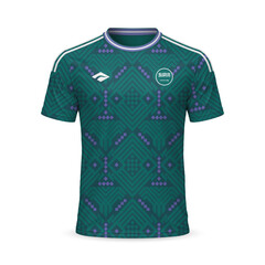 3d realistic home soccer jersey Saudi Arabia national team, shirt template