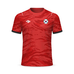 3d realistic home soccer jersey South Korea national team, shirt template