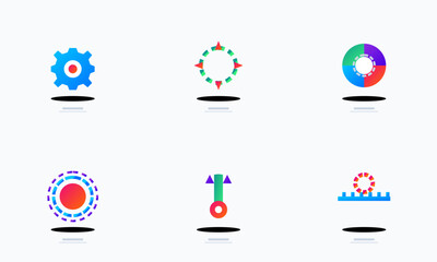 Fototapeta premium A collection of colorful flat vector icons representing various abstract shapes and design elements