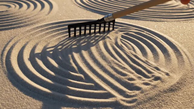 Zen Garden Rake Creating Calming Patterns in Fine Sand for Meditation