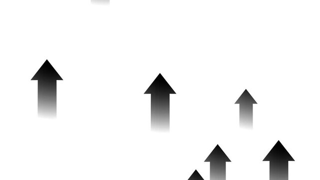 Moving pointer arrow animation black background, rising arrow animation, Abstract glowing arrow up direction sign animation.