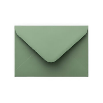 Elegant sage green paper envelope for mailing stationery isolated on transparent background