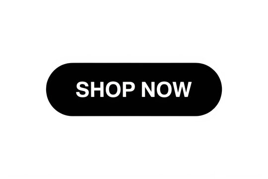 White shop now text on black isolated on a transparent background white text call to action