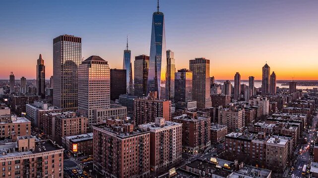 Panoramic view of apartment buildings and skyscrapers