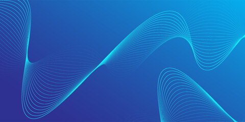 Abstract blue long vector banner. Wavy minimal trendy background for business presentations, web header design with copy space for text © kaira