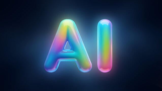 Colorful Neon Gradient &ldquo;AI&rdquo; Typography with Glow Effect