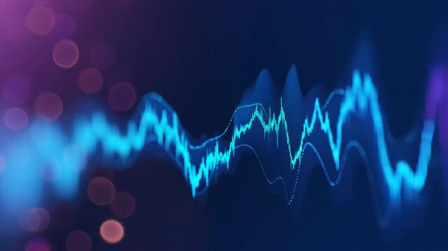 Abstract sound wave audio waveform neon gradient digital pulse music background frequency spectrum sound technology glow audio signal equalizer wave vibration pattern curve graphic visualization