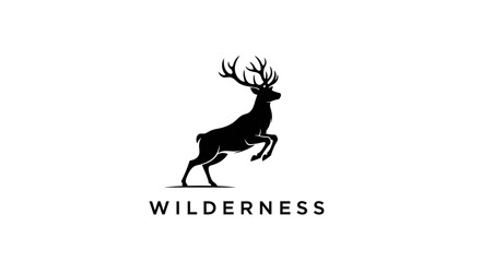 A vector illustration of a deer silhouette, designed as a Christmas reindeer icon and wildlife symbol with antlers for holiday card and nature-themed art © Rizky