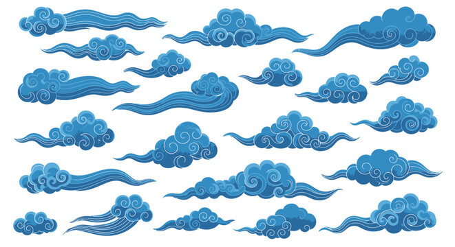 Seamless blue sky clouds and ocean waves pattern