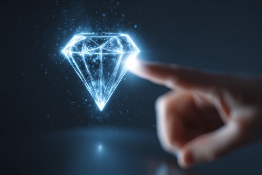 A glowing diamond icon appearing where a finger touches a digital screen