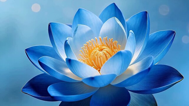 Blue lotus flower with yellow center