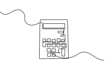 Obraz premium Calculator continuous one line drawing minimalist style isolated outline vector illustration