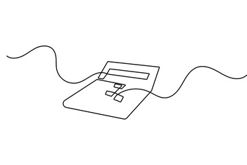 Obraz premium Calculator continuous one line drawing minimalist style isolated outline vector illustration