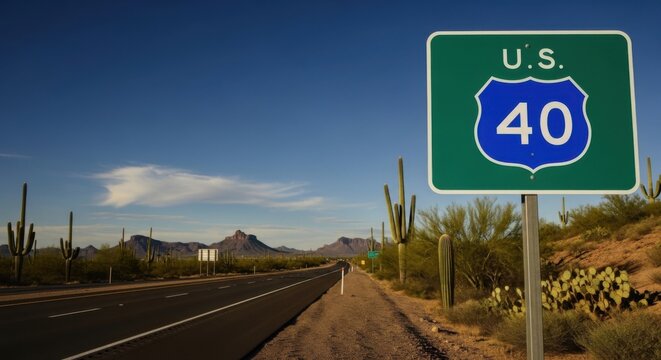 Us 40 Highway Sign In A Desert Landscape