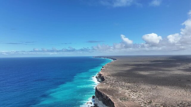 Aerial footage of Bunda Cliffs Nullabor South Australia