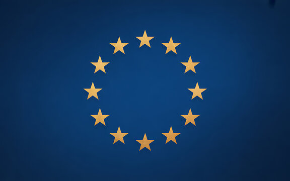 European union flag with gold stars on blue background symbol