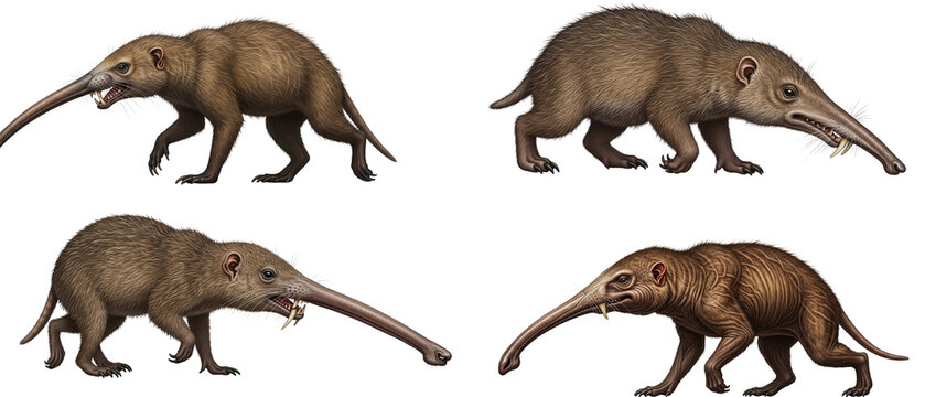 Four Illustrations of the Extinct Mammal Moeritherium.
