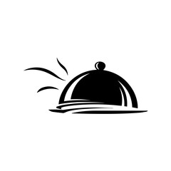 Fototapeta premium Dynamic Food Service Cloche Plate Icon Symbolizing Swift Meal Delivery