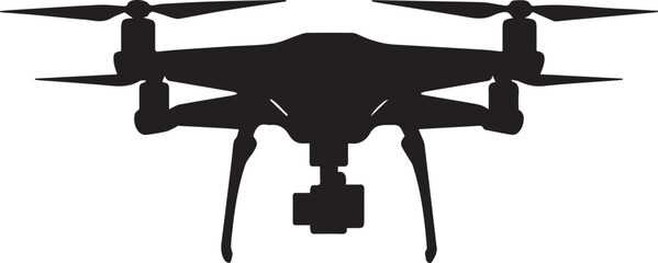 Naklejka premium A black silhouette of a drone with four propellers