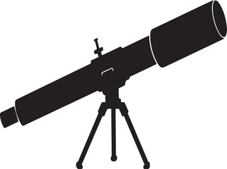 A black silhouette of a telescope on a tripod © raja