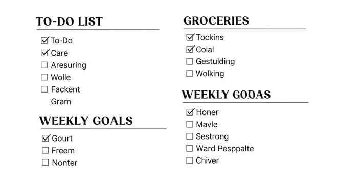 Vector daily planner checklist template with checkboxes
