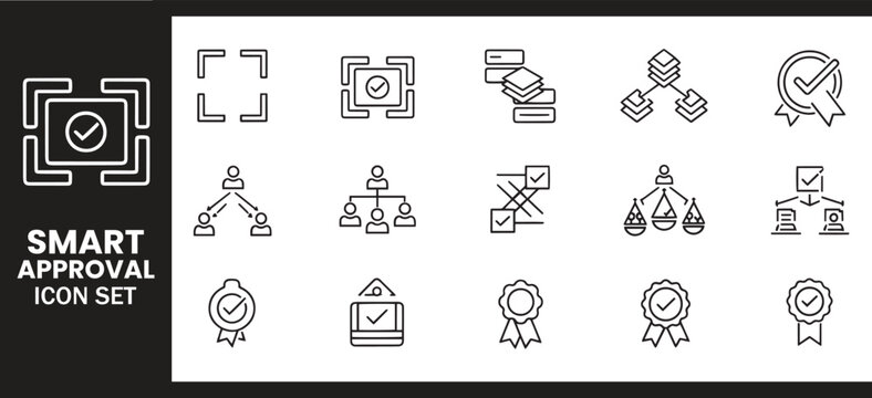 Smart Approval and Certified Business Quality Compliance Icon Set