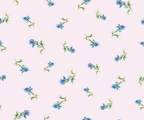 Fototapeta premium seamless floral pattern with wildfloewrs and leaves for fabric and wallpaper