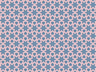 Fototapeta premium Beautiful blue star floral pattern on soft pink background backdrop