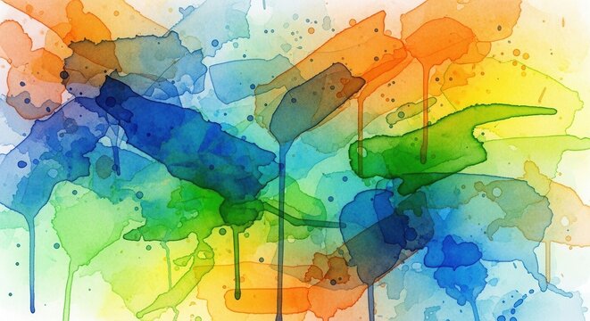 Vibrant Watercolor Abstract Painting with Dynamic Color Blends.