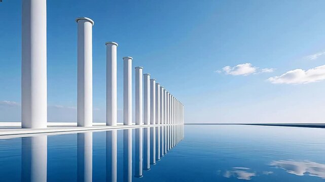 White columns by infinity pool