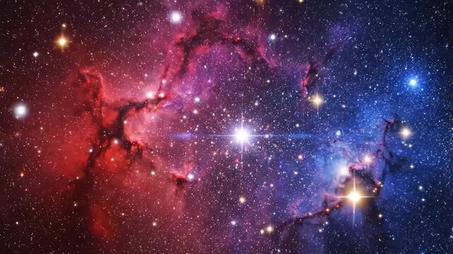 Vibrant nebula with stars and a bright white star in space