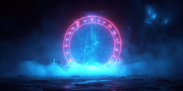 Ethereal Zodiac Constellation Map Illuminated in Celestial Blue Hues