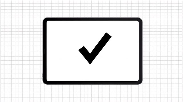 Tablet QR code scan on white grid for restaurant payment