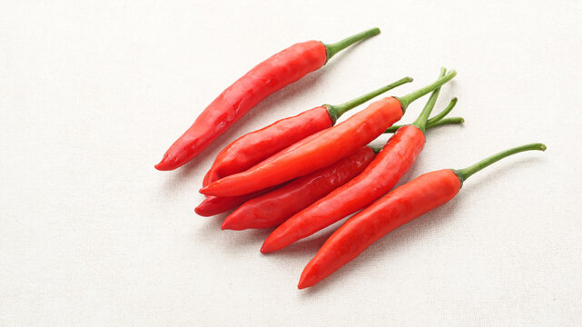 Red Chili Peppers on White Background