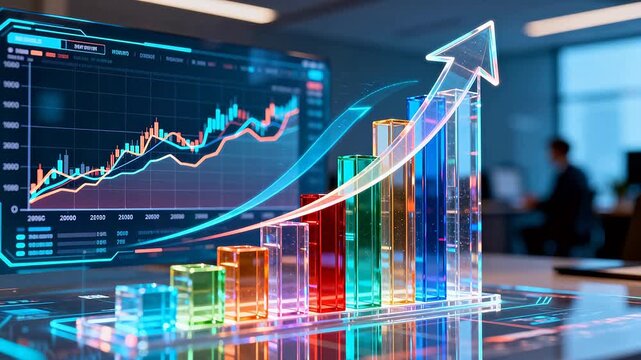 Business growth chart with 3D graph